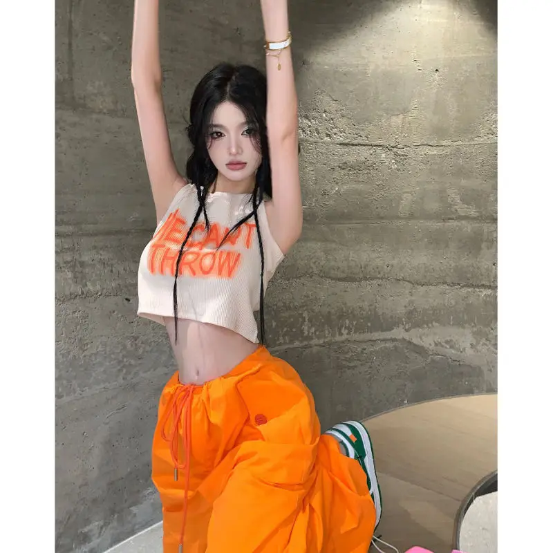 

Новинка лета 2022, модный темпераментный Ретро американский жилет на бретелях для социалита, женская одежда, брюки, костюм из двух предметов