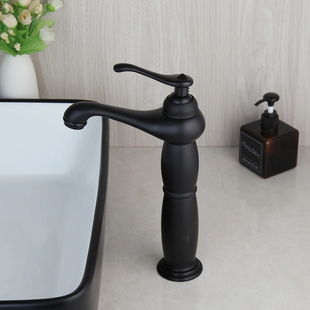 Матовый черный смеситель для раковины в ванной комнате монтируемый на палубе