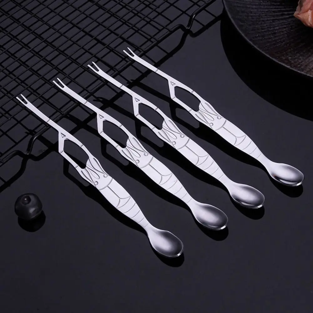 

2 pcs Fruit Fork Double Headed Stainless Steel Crab Fork Crab Picking Tools Lobster Spoons Seafood Utensils