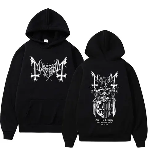Mayhem Live in Leipzig Толстовка с рисунком скелета Мужчины Женщины Death Black Metal Rock Большой пуловер Мужской винтажный повседневный толстовка