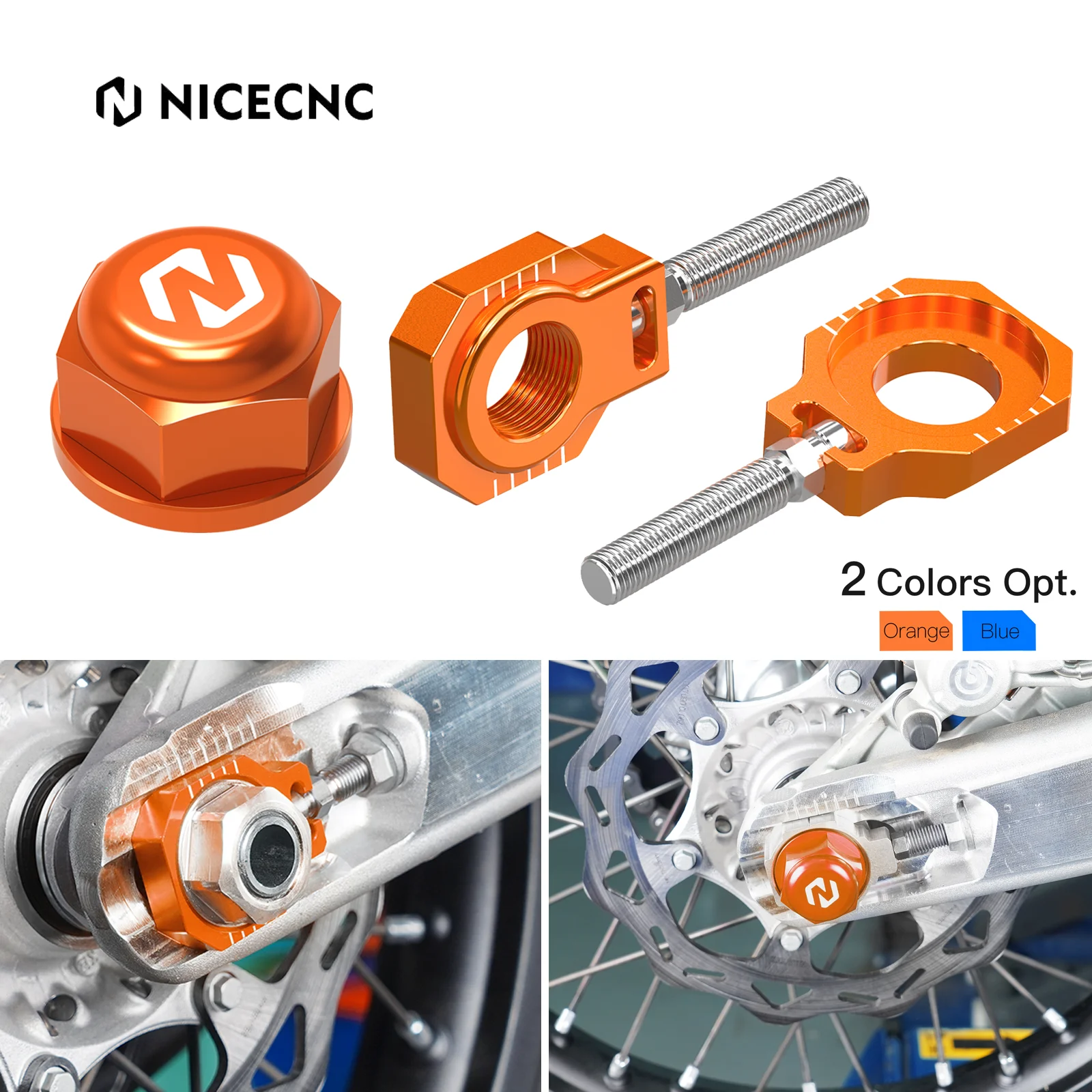

NiceCNC For KTM EXC300 EXC EXCF XCW 150 250 300 350 450 500 2024 XC SX XCF SXF 2023-2024 M22xP1.5 Rear Axle Nut & Chain Adjuster