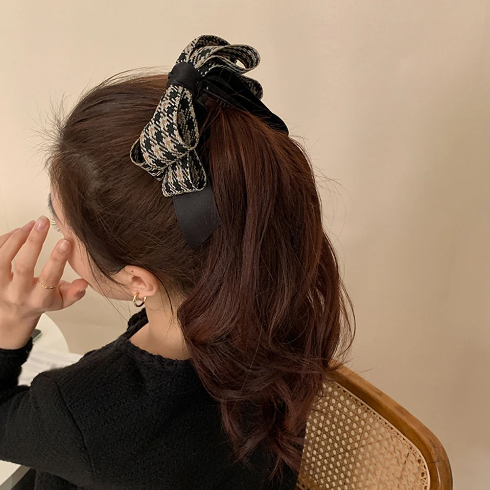 

1Pcs /Set Korea Ribbon Bow Banana Clip Vertical Card Ponytail Clip Vertical Clip Spring Sweet Hair Accessories 2022 Wholesale