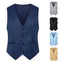 men waistcoat solid color single breasted v neck sleeveless spring vest for work