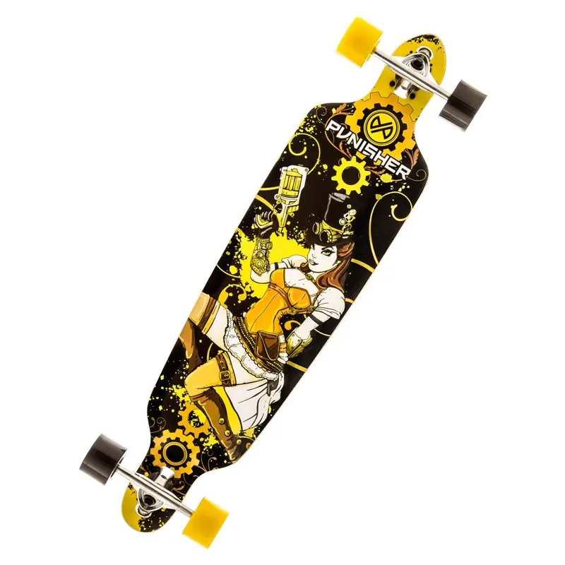 

40" Longboard, Double Kick with Drop Down Deck and ABEC-9 Bearings