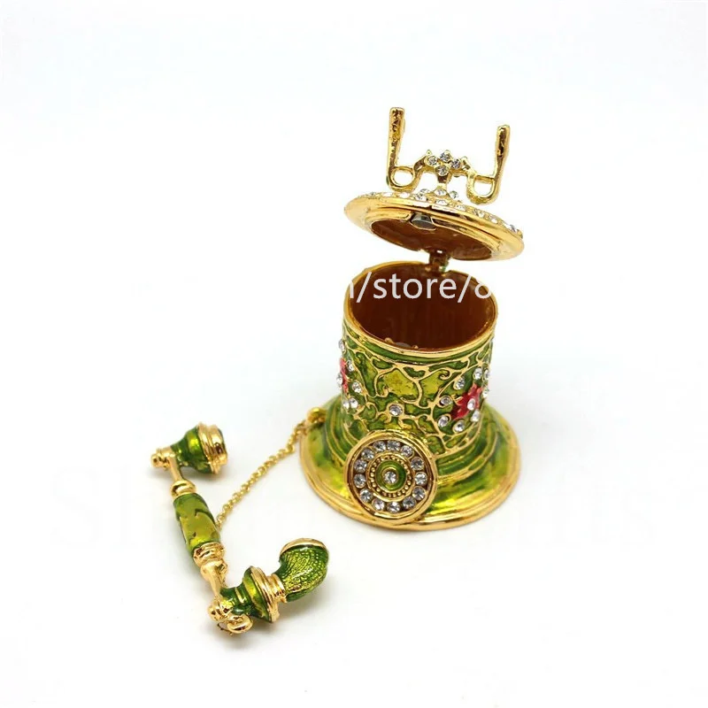 Telephone Bejeweled Collectible Trinket Jewelry Enamelled Box Christmas/Birthday Presents 1 pc