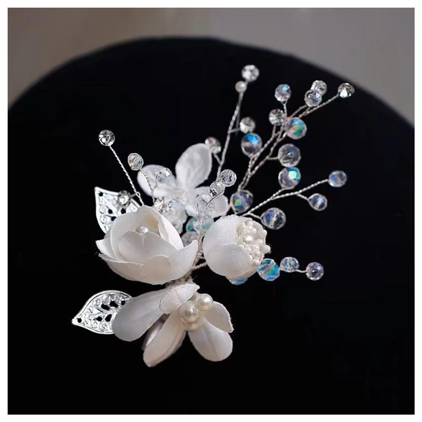 

Flower Crystal Hairpins Earrings Set Elegant Style Alloy Handmade Hair Accessories for Princess Party Favors Accessories