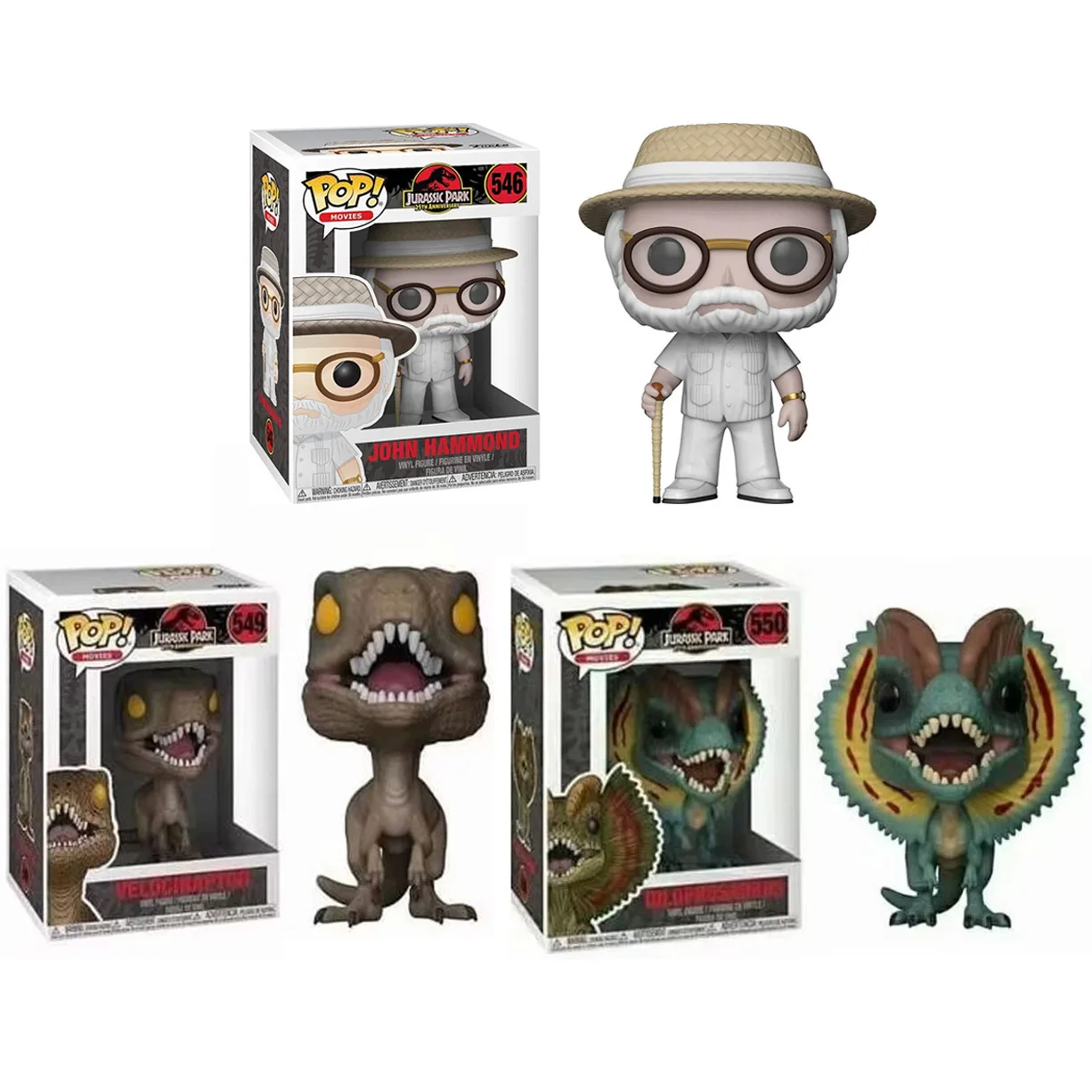 Funko Pop Movies Парк Юрского периода Джон Гаммонд # 546 Динозавр Велоцираптор 549