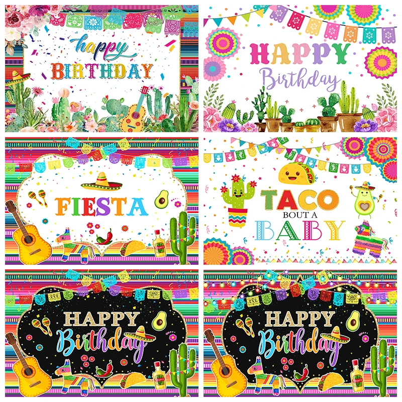 Mocsicka Photography Backgrounds Mexican Fiesta Holiday Party Posters Tacao Food Birthday Decoration Studio Photo Props