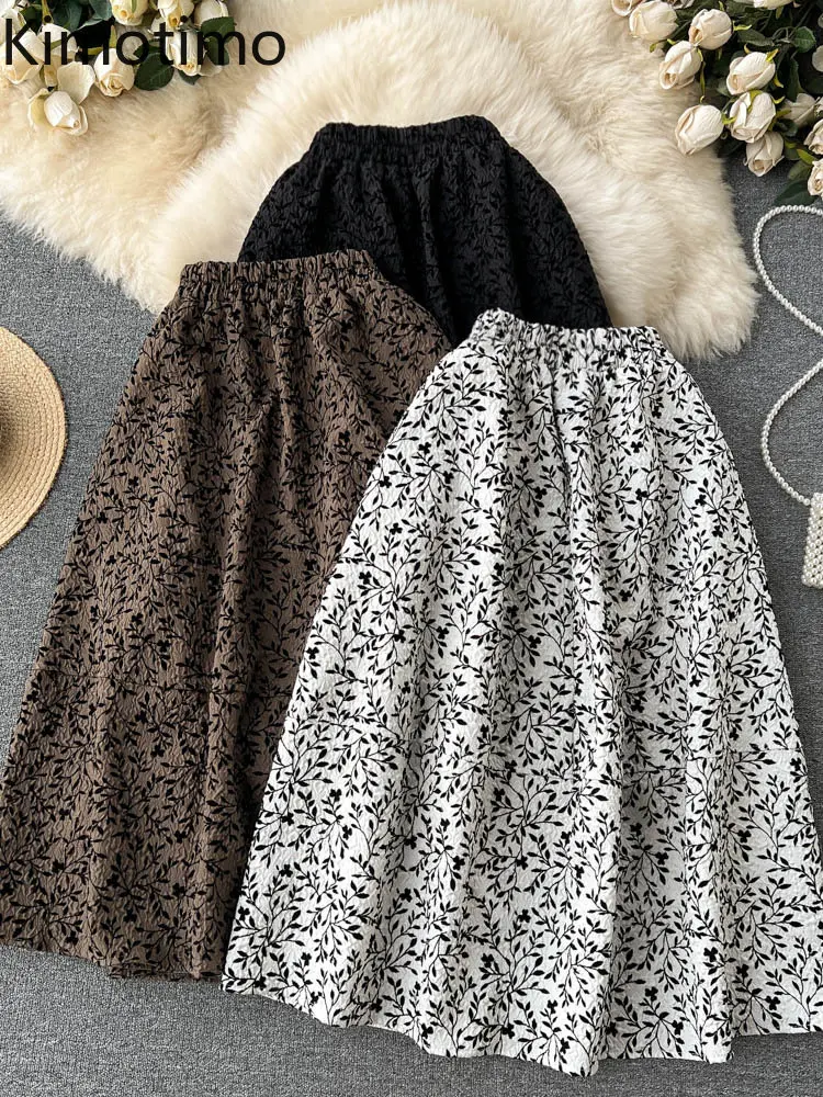 

Юбка-миди Женская трапециевидная с высокой талией и цветочным принтом