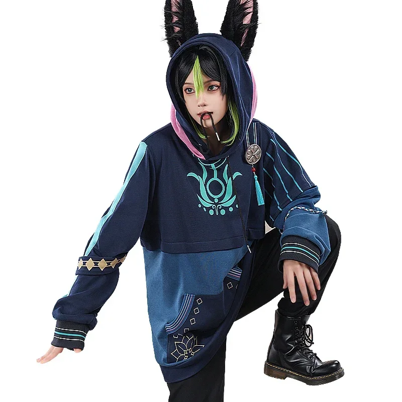 Толстовки с капюшоном для косплея Game Genshin Impact полный комплект костюм