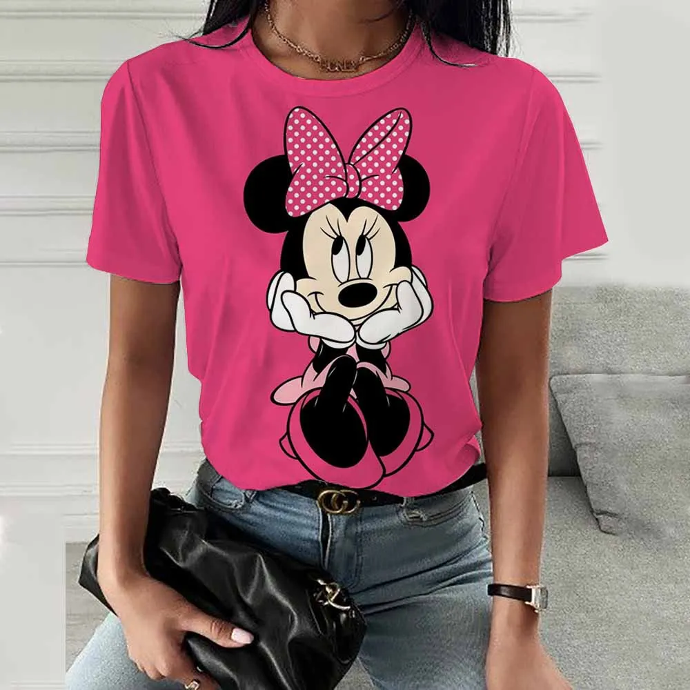 Kawaii футболки с Микки Маусом, женские черные топы, женские ...