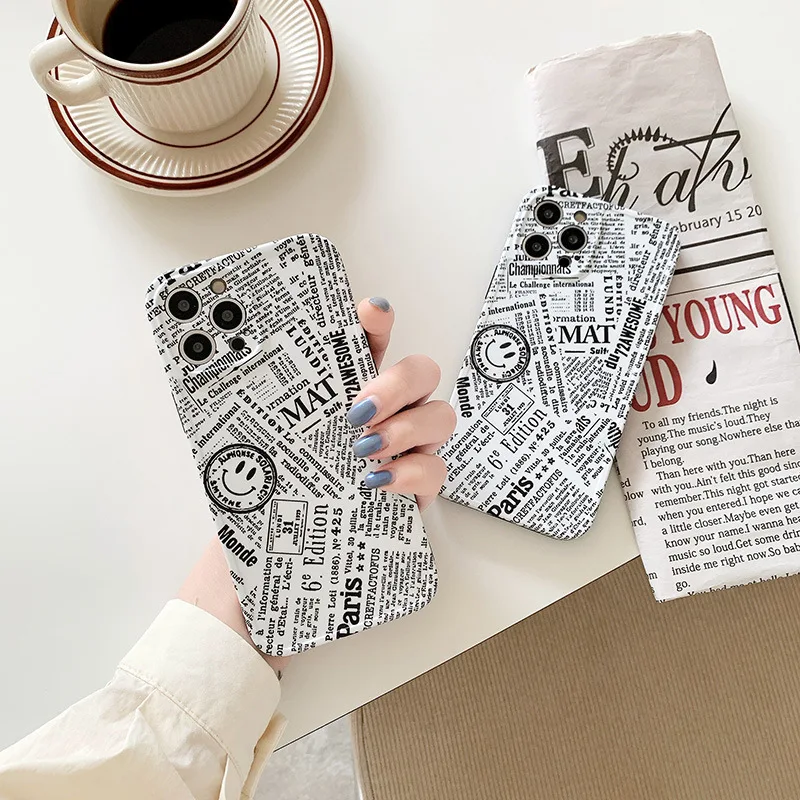 

Retro Newspaper Phone Case for IPhone 11 12 Pro Max Mini XS Max XR XS X 6 6s 7 8 Plus Coque Soft Airbag Cover Case Capa