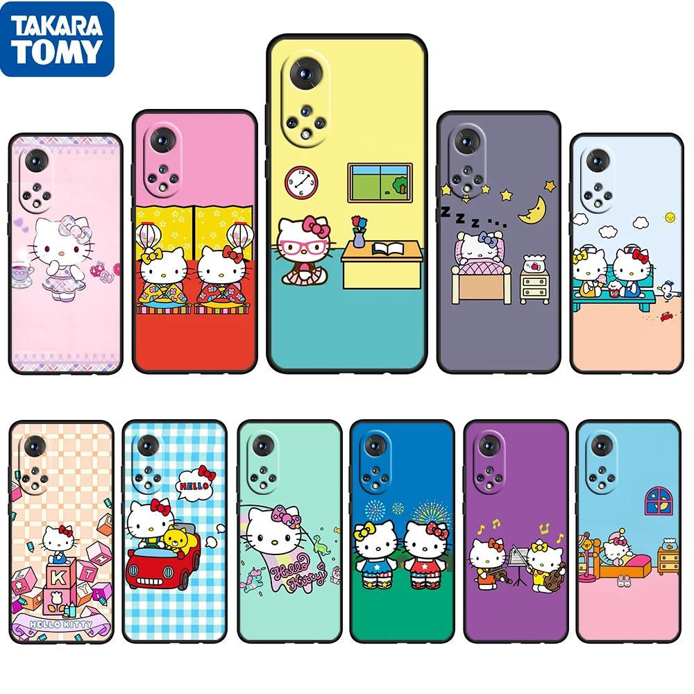 

Anime Hello Kitty Cute For Honor 60 50 20 SE Pro X30 10X 10i 10 9X 9A 8X 8A Lite Silicone Soft TPU Black Phone Case Capa Cover