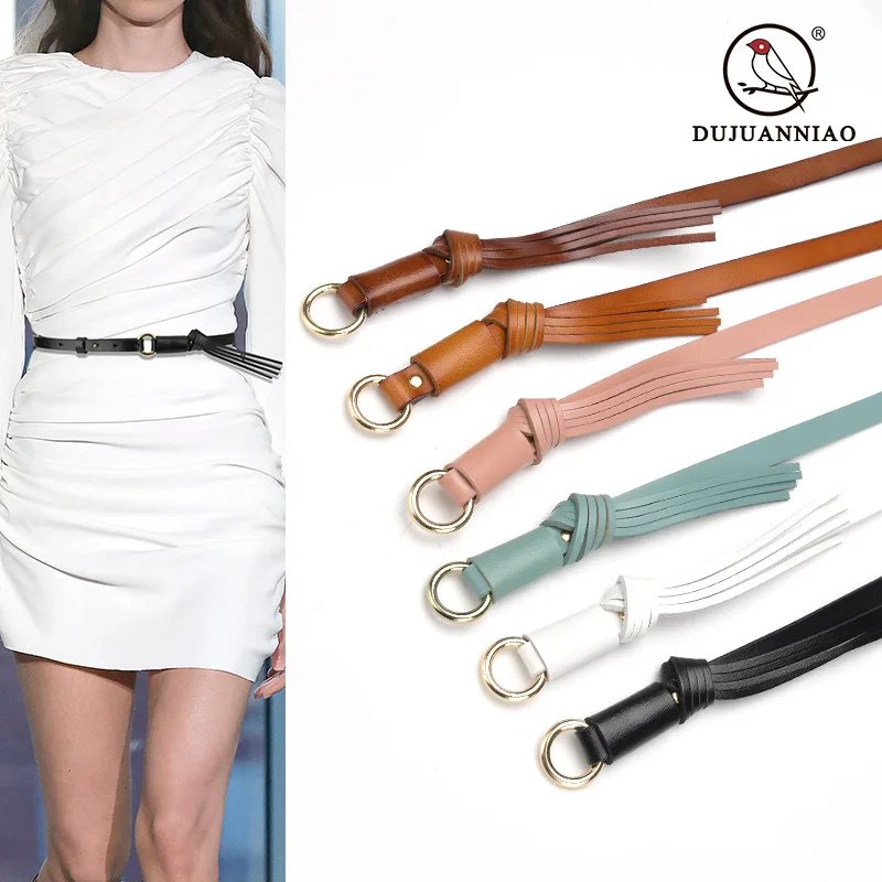 New Women's Thin Belt Fringe Decoration Adjustable Waist Small Belt with Dress Suit Fashion Decoration Luxury Designer Belt