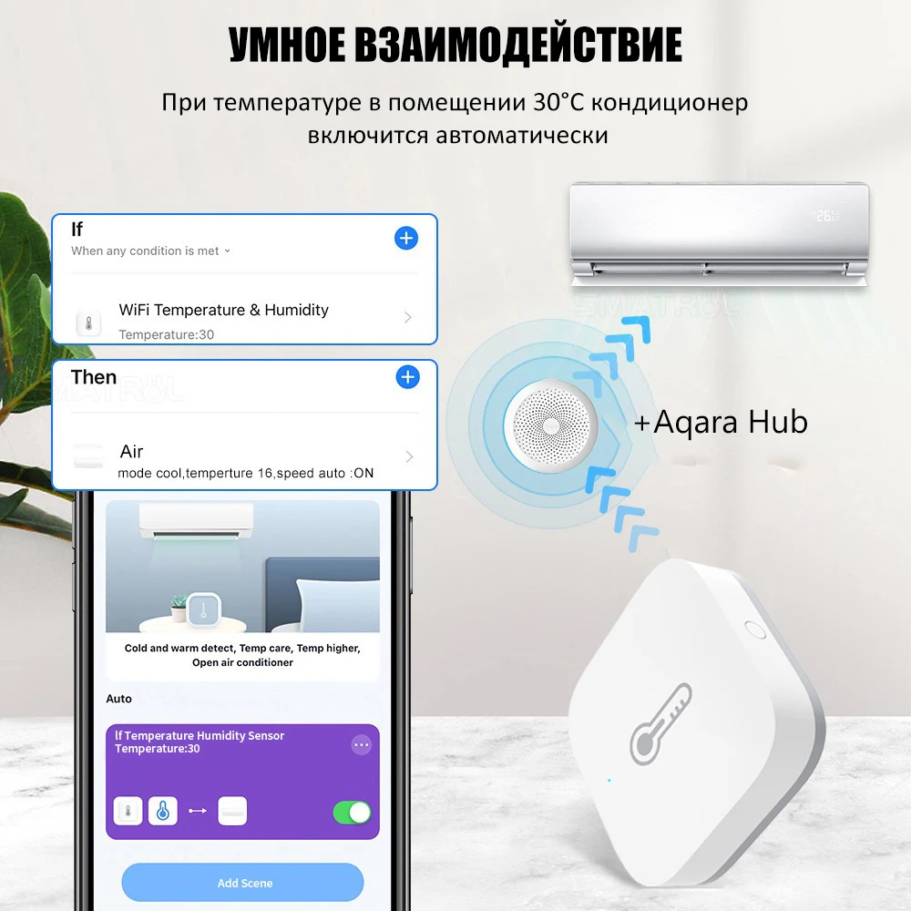 Фото Датчик температуры Aqara ZigBee, умный датчик давления и влажности, помощник для умного дома, работа с приложением Aqara, приложение Mi Home Homekit №3