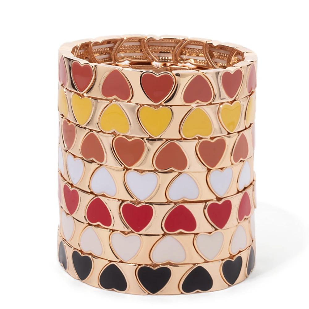 2024 браслет в форме сердца для женщин персиковые эластичные браслеты из бисера