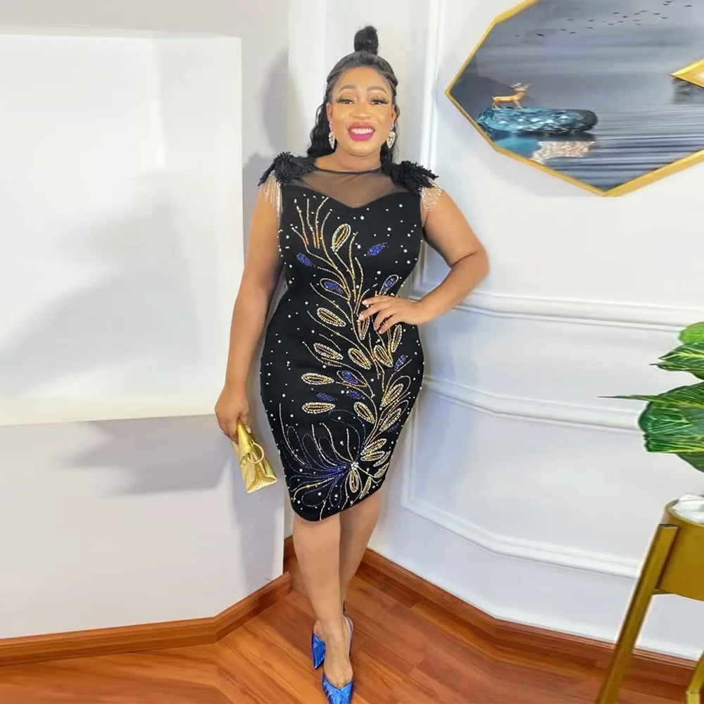 

Женское облегающее платье средней длины без рукавов с кристаллами и круглым вырезом, сексуальные летние платья для вечерние Evenging 2022