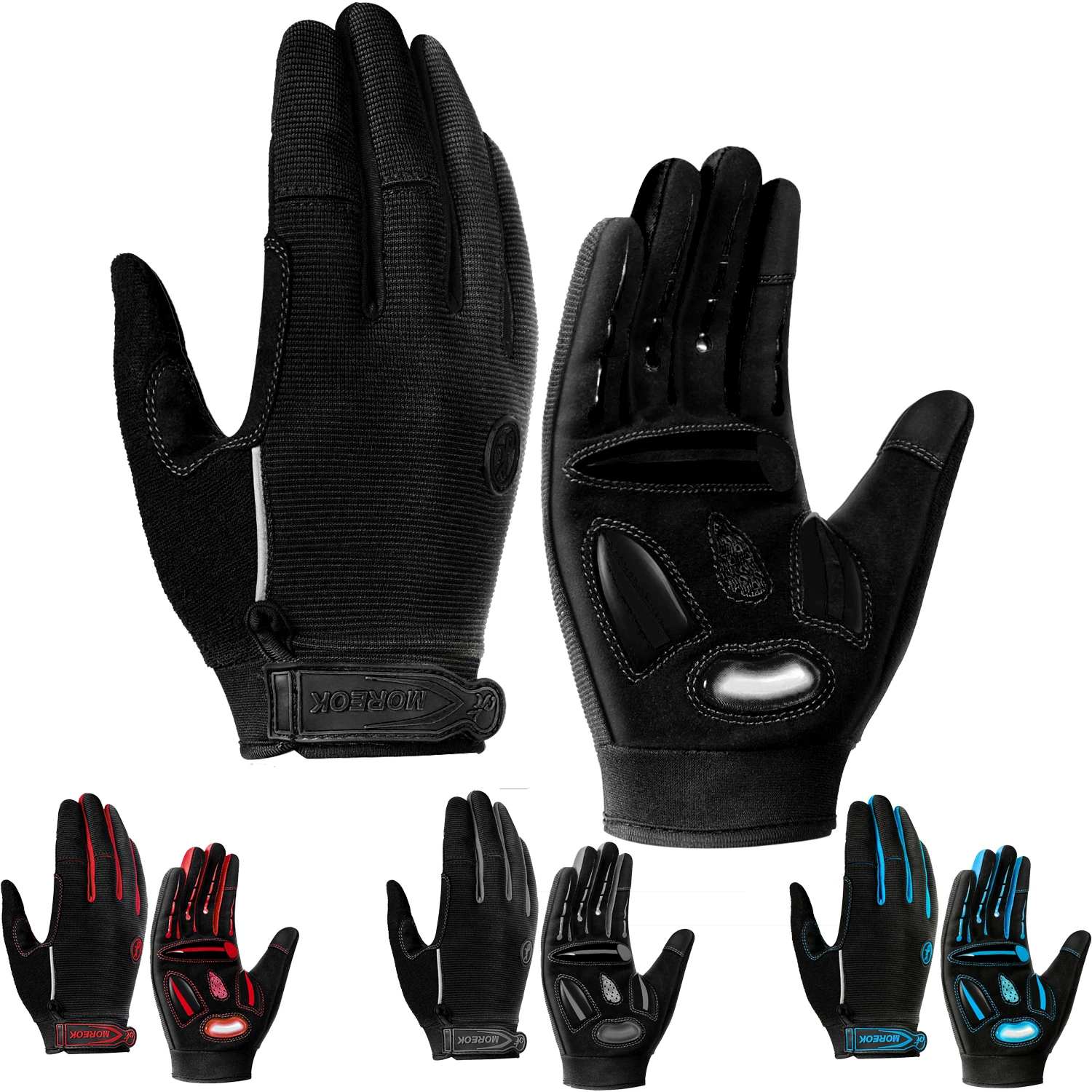 

MOREOK Cycling Gloves 5MM SBR+Liquid Gel Padded Full Finger Winter Gloves Touchscreen Glove Anti-Slip Shock-Absorbing Mittens