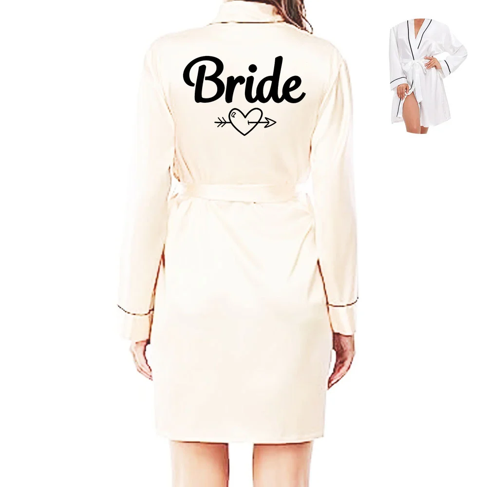 

Wedding Party Team Bride Robe Kimono Satin Pajamas Bridesmaid Bathrobe MXK6022
