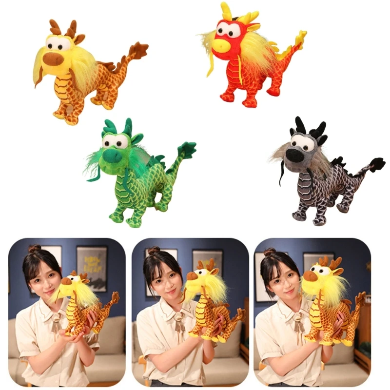 

Realistic Plush Dragon Shape Mascots Toy Handmade Plush Holiday Gifts for New Year Decorations for Office Home