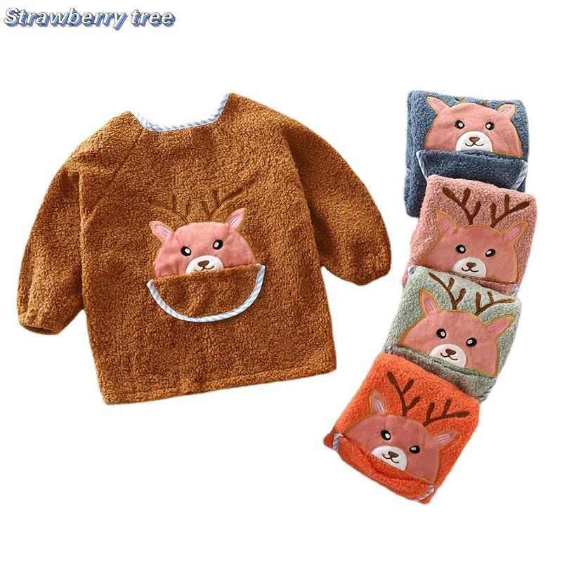 

Зимние фланелевые нагрудники для маленьких мальчиков и девочек с мультипликационным рисунком, детские нагрудники для кормления, теплые водонепроницаемые нагрудники, Слюнявчики, верхняя одежда, пальто, нагрудник для маленьких девочек, фартук