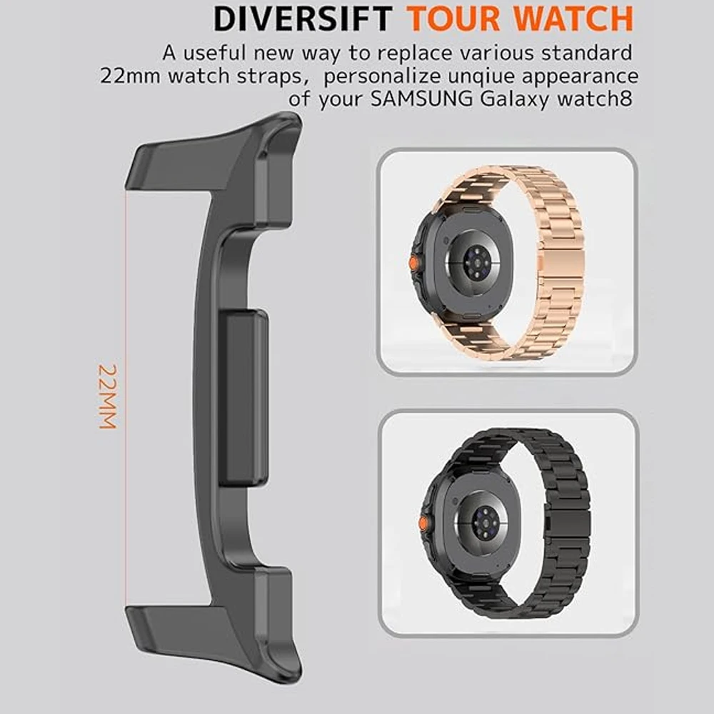 Фото Металлические разъемы из нержавеющей стали для Samsung Galaxy watch 8/8 classic 46 мм 44 мм 40 мм аксессуары Galaxy watch8 ремешок 22 мм адаптер №1