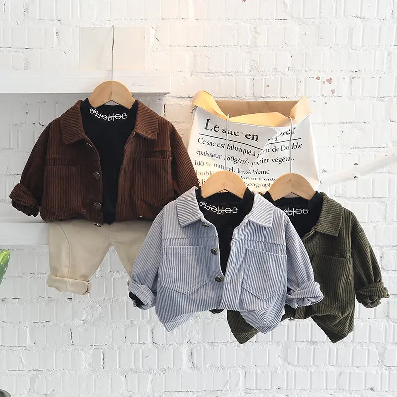 

Children Fashion Clothes Spring Autumn Baby Boy Clothing Infant Corduroy Coat Jacket T-Shirt Pants 3pcs/Set Toddler Casual Suit