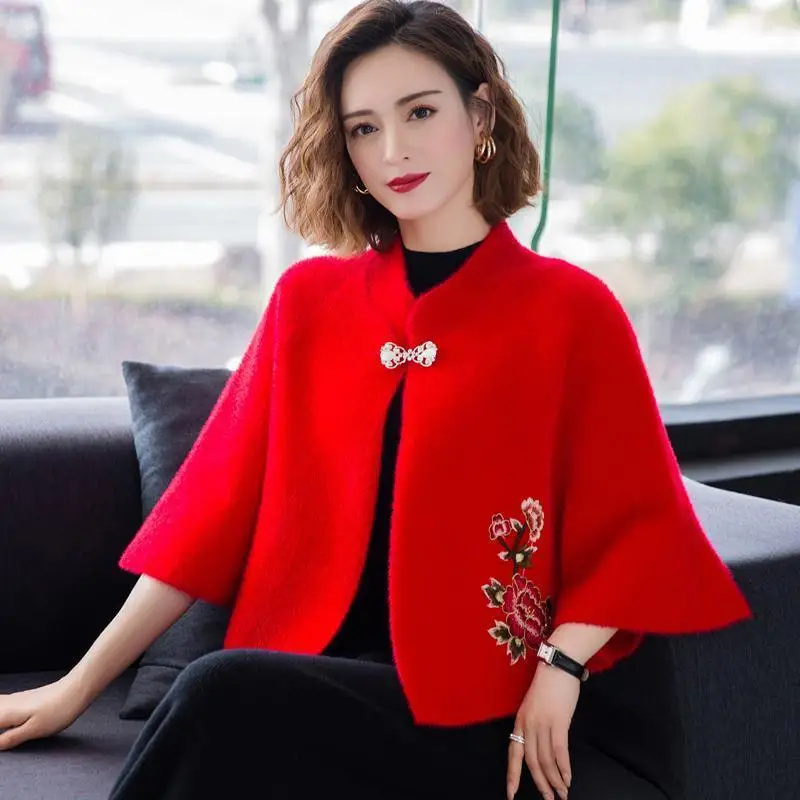 

Poncho imitation mink velvet cape women's autumn and winter women outer collocation casual cape cardigan women's short cape coat