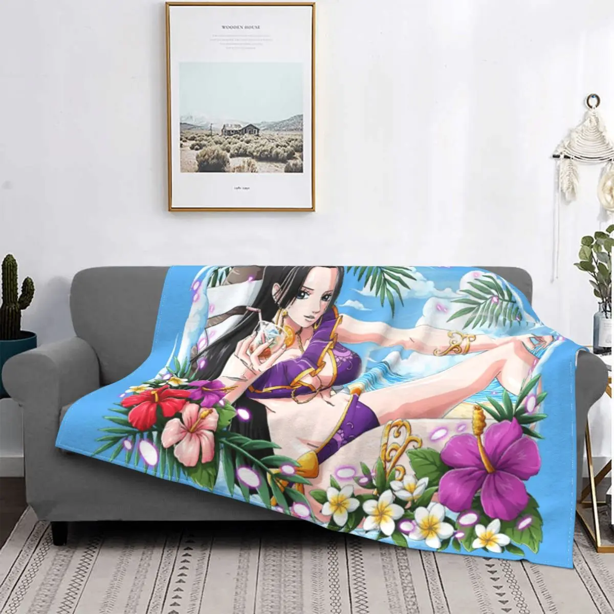 

Boa Hancok One Piece Blankets Velvet Printed Pirate Anime Multi-function Ultra-Soft Throw Blankets for Bed Car Bedding Throws