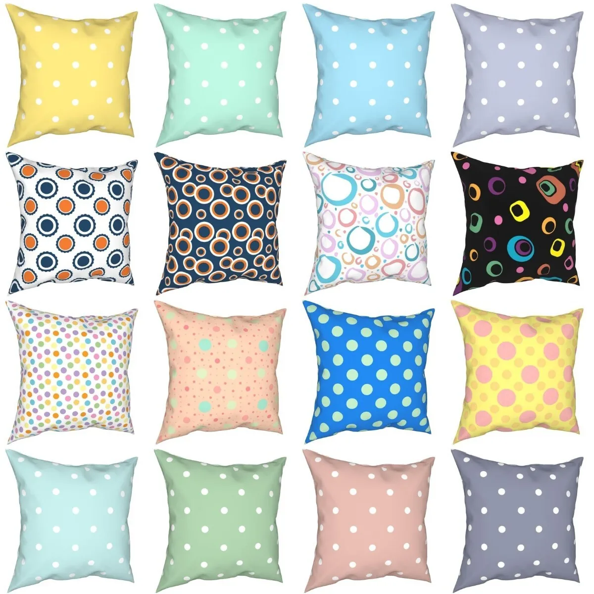 

ROBTM Cartoon Polka Dot Style Sofa Cushion Cover Home Decorative Short Pillow Cover Cushion Bed Car DIY Printed Pillowcase
