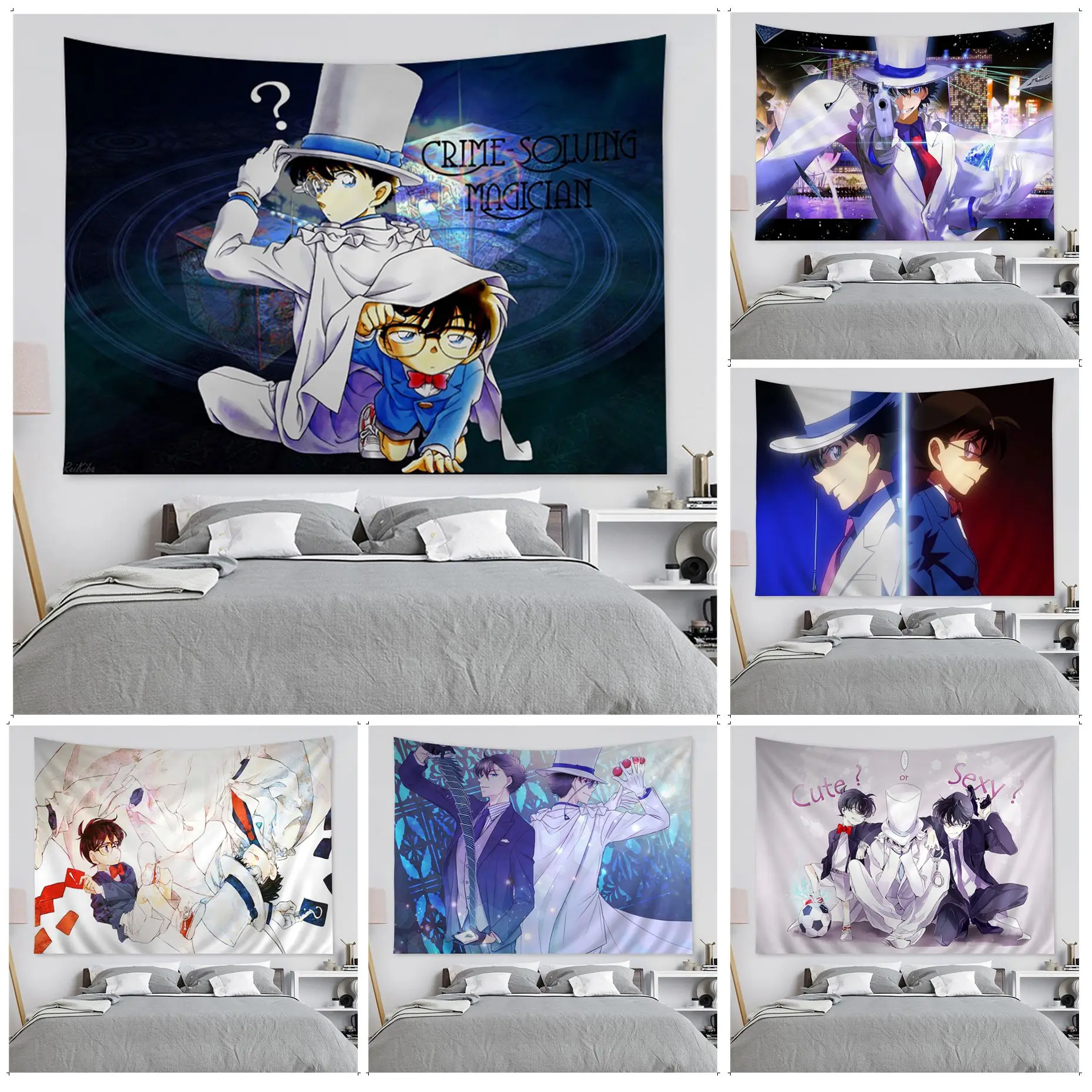 

Detective Conan Kaitou Kiddo Wall Tapestry Wall Hanging Decoration Household Decor Blanket