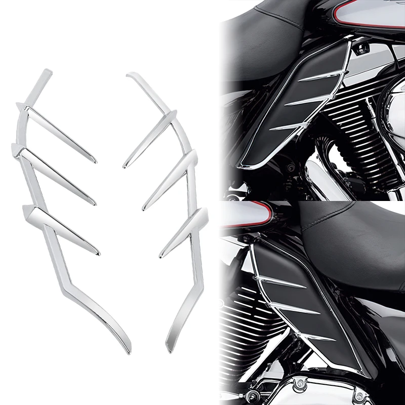 

Motorcycle Chrome Mid-Frame Air Deflector Heat Shield Trim For Harley Touring Road King Street Electra Glide 2009-up
