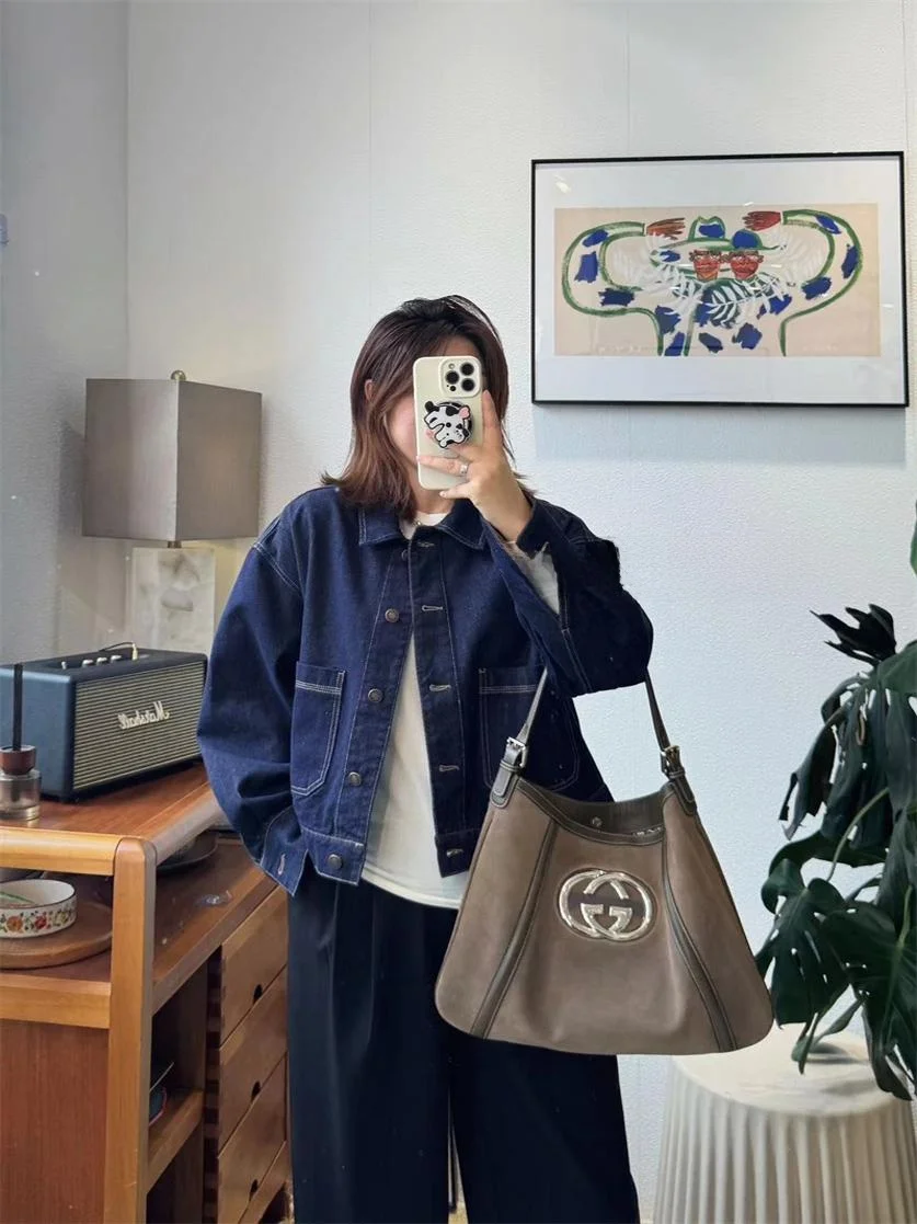 Adong Foreign Trade 2024 осеннее новое простое потертое ретро-синее свободное короткое