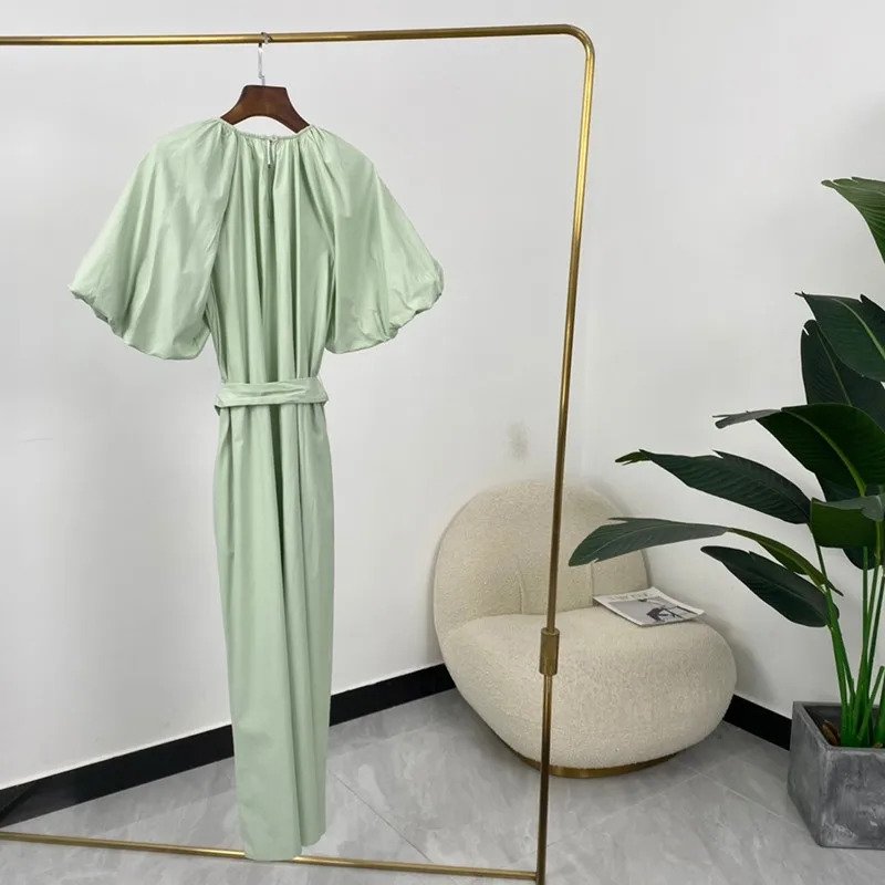

2022 new spring Women Fashion High Quality Cotton A-line Mint Green Raglan Sleeve Mid-calf Dresses