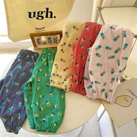 kids clothes girl pants summer boy cute cartoon bear print trousers for babies cotton loose young childrens clothing