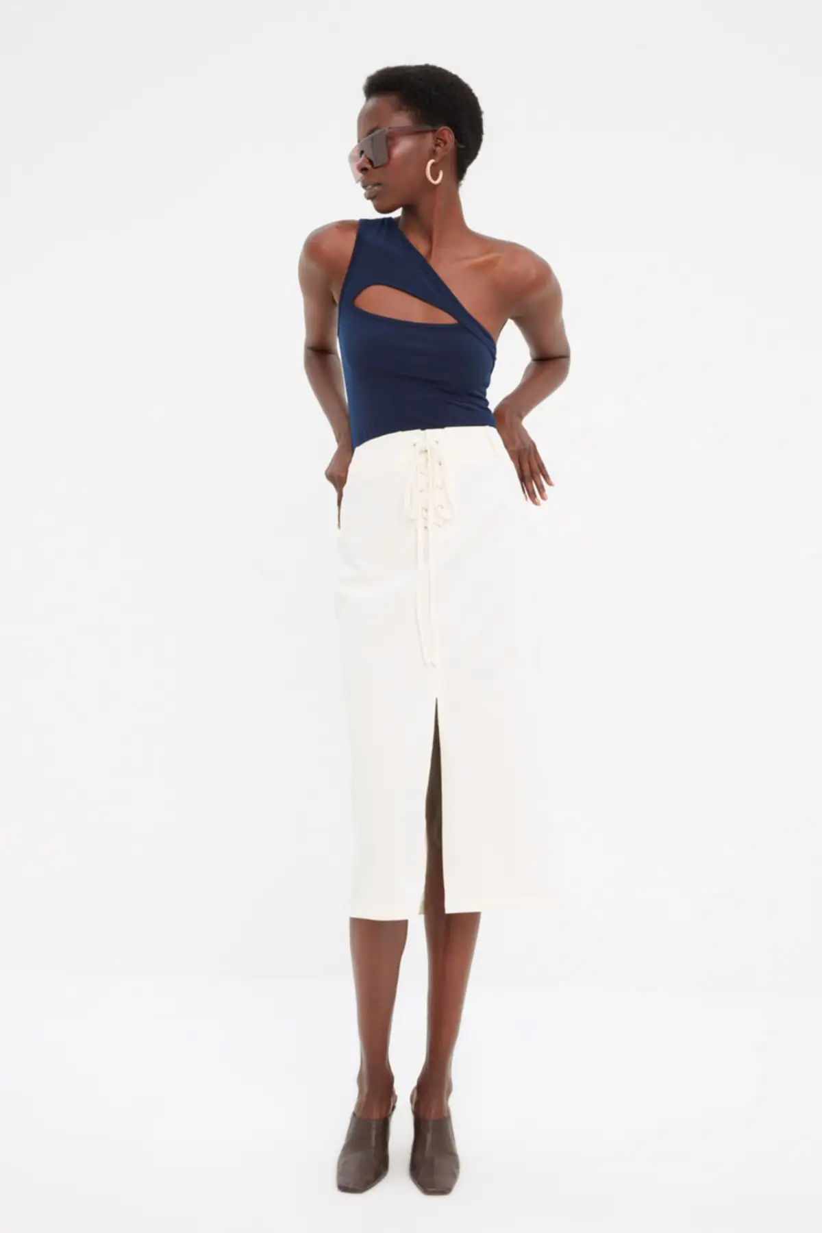 

Women's Skirt Ecru Belted Skirt Elegant Fashion Summer Spring Casual Stretch Comfortable Sexy Mini Midi Maxi Skirts