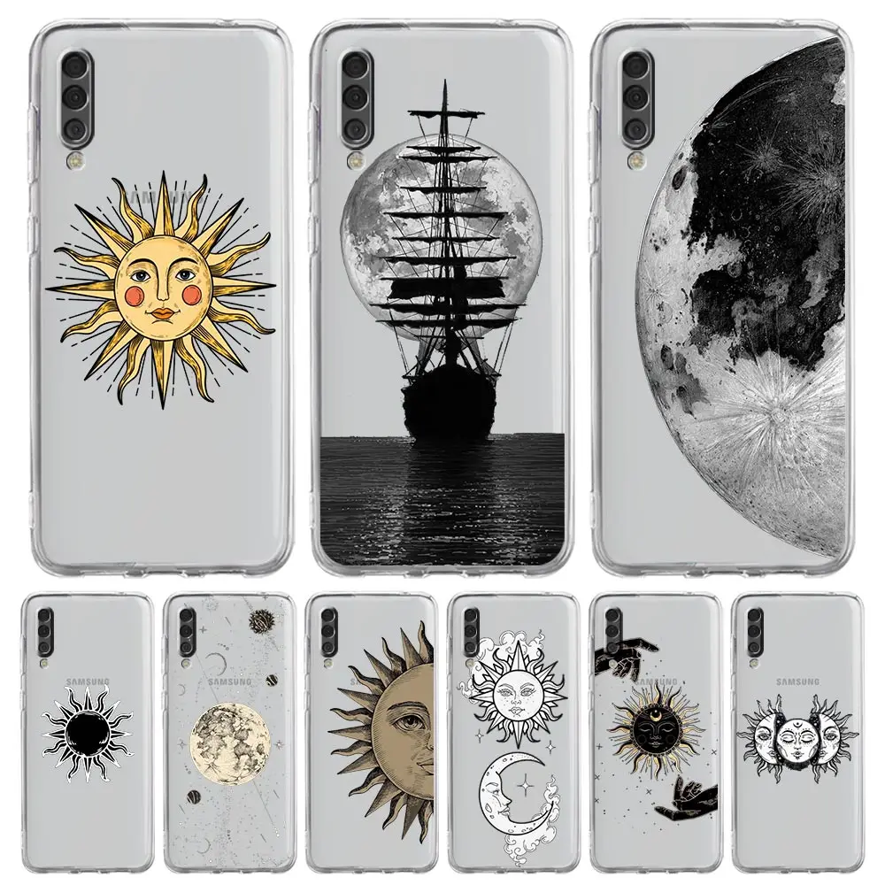

Funny Sun Moon Angel Eyes Phone Case For Samsung Galaxy A12 A32 4G A50 A70 A20E A20S A10S A22 A30 A40 A52 A72 5G A02S A04S Cover