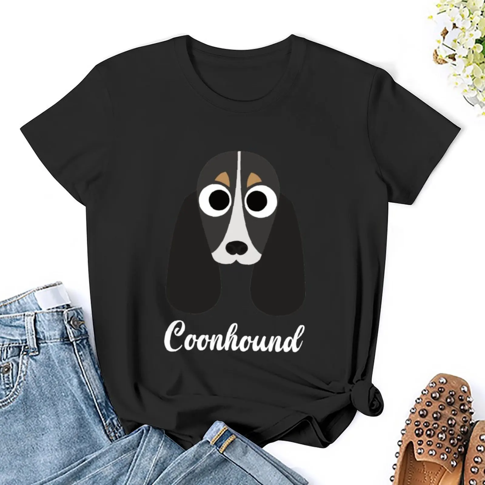 Coonhound-голубая футболка с тиковым узором блузка эстетическая одежда топы для