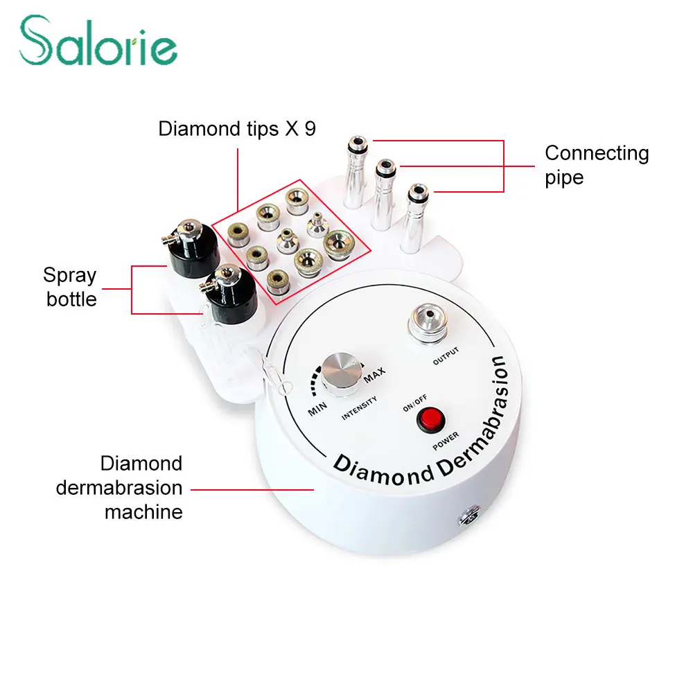 Diamond Microdermabrasion Machine Vacuum Suction Tool Water Spray Facial Moisten Face Exfoliate Skin Peeling Beauty