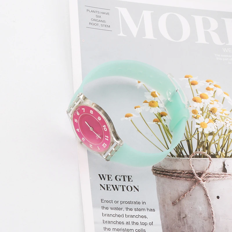 Women's Silicone strap Watch Accessories Suitable for Swatch Skin SFK360 SFK361 SFK397 SVUB100 SVOW100 Sports Watch band buckle