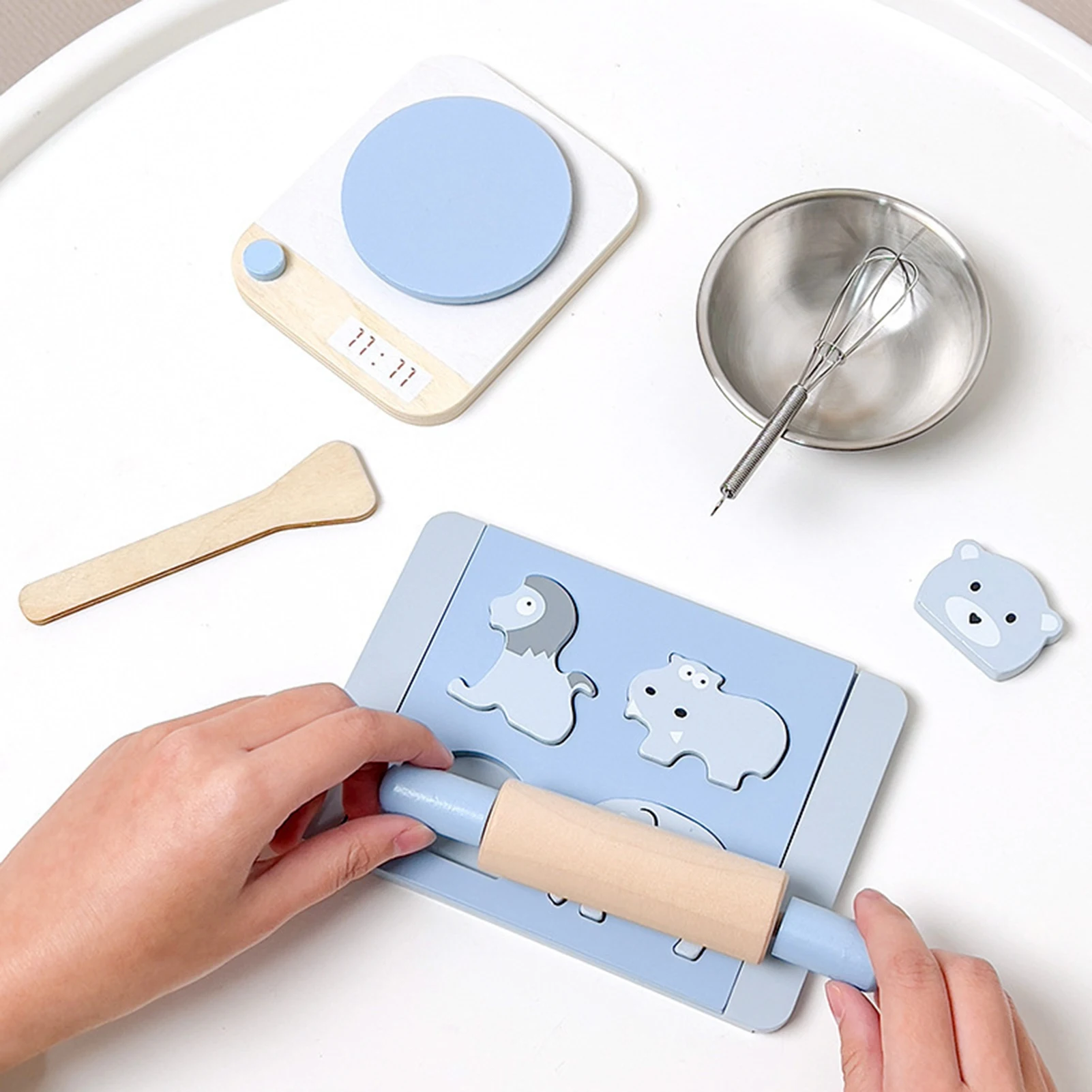 

Kitchen Accessories For Kids Educational Learning Tools With Stainless Steel Bowl Scale Egg Beater And So On For Toddlers