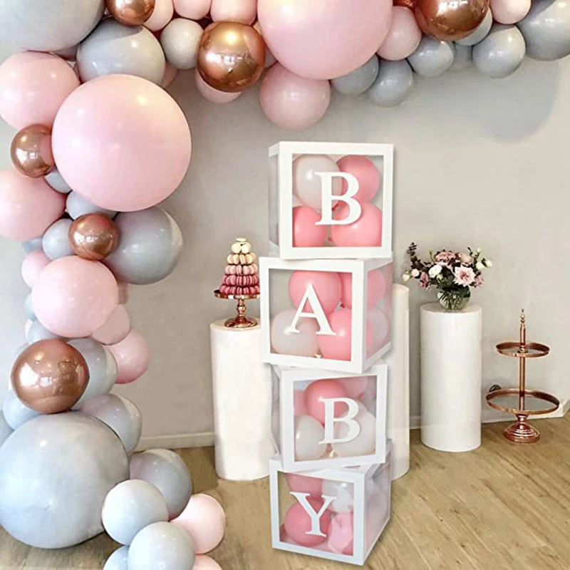 

Transparent Box Wedding Decoration Storage Box Baby Shower Boy Girl 1 Year Old Birthday Party Decoration Ornaments Balloon Box