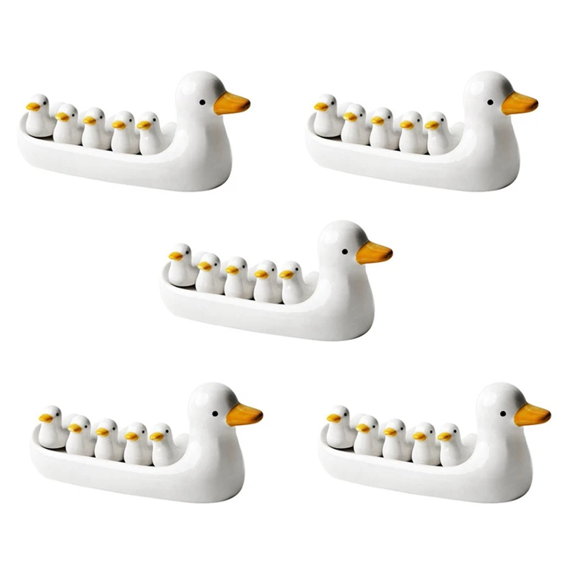 

30Pcs Lovely Duckling Chopstick Holder Set Support Fork Coffee Spoon Small Creative Dish And Duck Stand Kithchen Tools Promotion