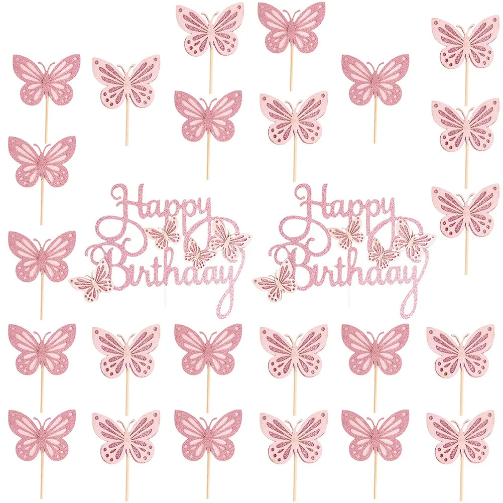 

Toppers Cake Cupcake Party Decorations Birthday Picks Supplies Theme Gold Girls Glitter Topper Happy Decor Fruit Butterflies