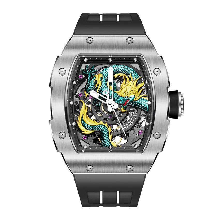 

Richard 3D Dragon Automatic Watch For Men Sapphire Waterproof Self Winding Mechanical Mens Watch Luminous Luxury Stainless Steel