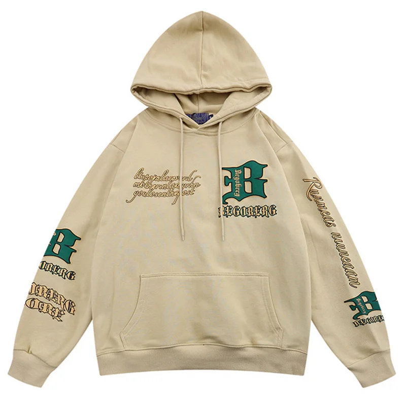 

Hip Hop Hoodies Men Oversized Gothic Letter B Cotton Pullover Vintage Gothic Harajuku Streetwear Fashion Punk Sweatshirts Hoodie