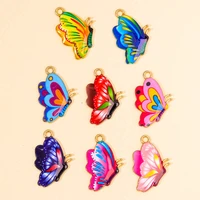 20pcs korea pop colorful enamel butterfly pendant women gift for cute necklace earrings diy jewelry making accessories wholesale