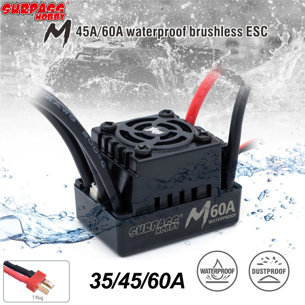 Водонепроницаемый регулятор скорости SURPASS HOBBY 60A 45A 35A ESC T plug 2-3S для бесщеточного