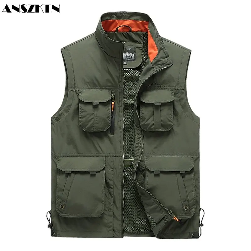 

ANSZKTN Outdoor tooling new men's multi-pocket vest coat loose fishing function sports vest vest