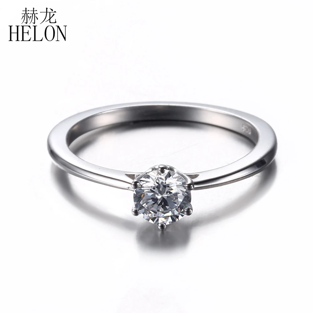 

Обручальное кольцо HELON из белого золота 18 К 14 к 10 к с муассанитом 5 мм